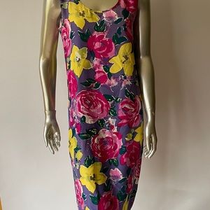COPY - Vintage Silk Floral Dress Sleeveless Size 7/8